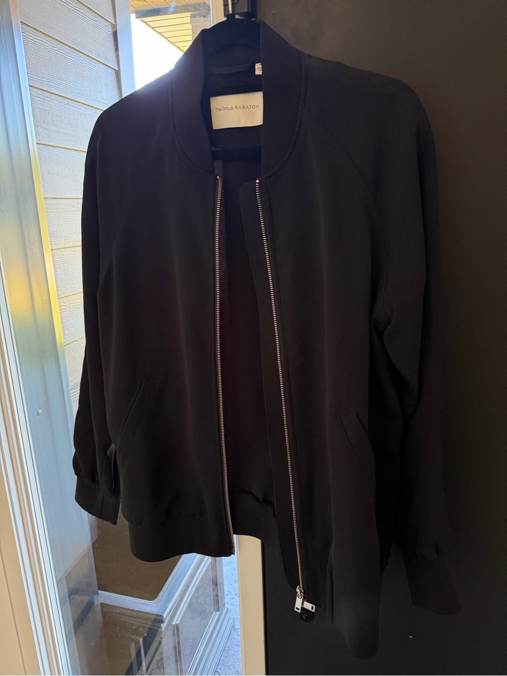 Babaton Black Bomber Jacket with Silver Zip